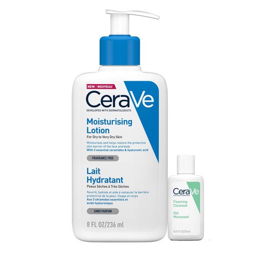 CeraVe PROMO PACK Moisturising Lotion Хидратираща емулсия за лице и тяло 236m & Подар Foaming Cleanser Почистващ гел 20ml