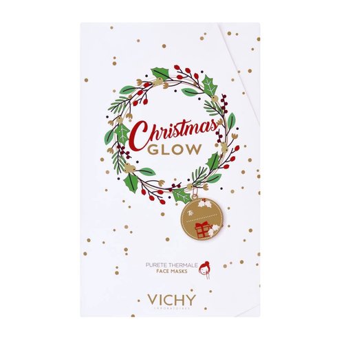 Vichy Christmas Glow Purete Thermal Face Masks Detox Clarifying Charcoal, Peel Double Eclat, Mineral Desalterant 3x2x6ml