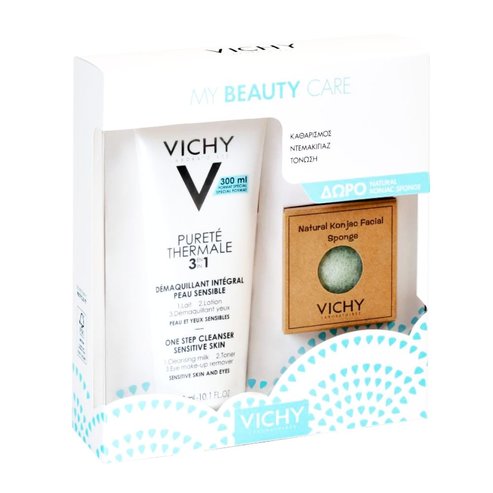 Vichy Promo My Beauty Care Purete Thermale Почистваща емулсия 3в1 300мл & Подарък Натурална гъба Konjac 1бр