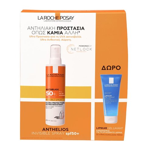 La Roche-Posay Promo Anthelios Shaka Spray Ultra Protection Spf50+, 200ml & Подарък Lipikar Gel Lavant for Sensitive Skin 100ml