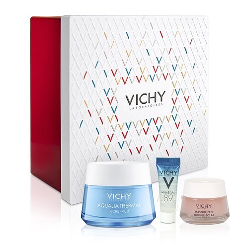 Vichy PROMO PACK Aqualia Thermal Rich Rehydrating Day Cream 50ml & подарък Gift Box c Mineral 89 4ml, Masque Peel Eclat 15ml