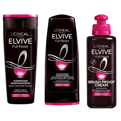 L\'oreal Paris Elvive Full Resist PROMO PACK Shampoo 400ml & Conditioner 300ml & Brush Proof Cream 200ml