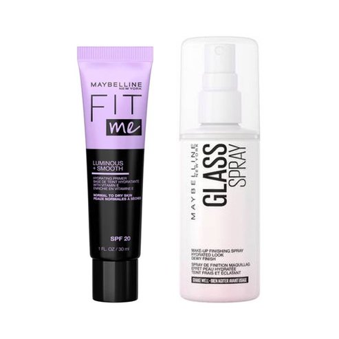 Maybelline PROMO PACK Fit Me Luminous & Smooth Hydrating Primer Spf20, 30ml & Glass Skin Setting Spray 100ml