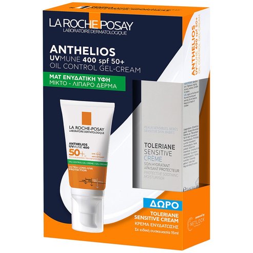 La Roche-Posay Promo Anthelios UVMune 400 Spf50+ Oil Control Gel-Cream 50ml & Подарък Toleriane Sensitive Moisturiser Cream 15ml