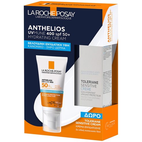 La Roche-Posay Promo Anthelios UVMune 400 Spf50+ Hydrating Cream 50ml & Подарък Toleriane Sensitive Moisturiser Cream 15ml