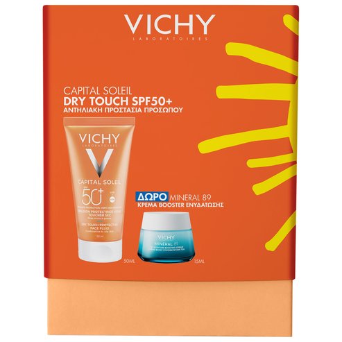 Vichy Promo Dry Touch Protective Face Fluid Spf50+, 50ml & Подарък Mineral 89 72h Moisture Boosting Cream 15ml