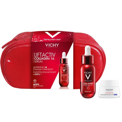 Vichy Promo Liftactiv Collagen Specialist 16 Bonding Serum 30ml & Подарък Cream 15ml & Подарък торбичка 1 бр