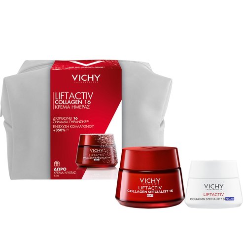 Vichy Promo Liftactiv Collagen Specialist 16 Day Cream 50ml & Подарък Night Cream 15ml & Подарък торбичка 1 бр