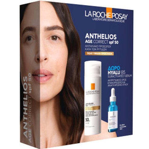 La Roche-Posay Promo Anthelios Age Correct Photocorrection Daily Cream Spf50, 50ml & Подарък Hyalu B5 Suractivated Serum 10ml