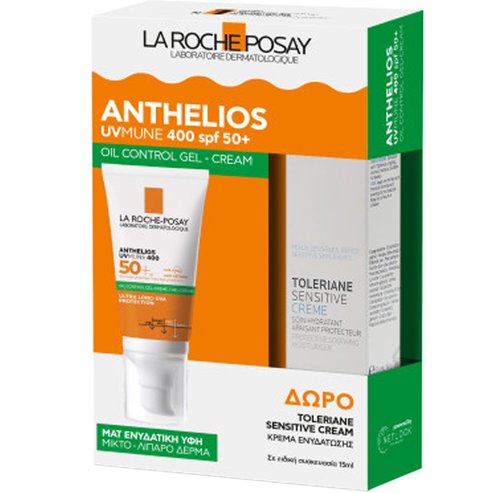 La Roche-Posay Promo Anthelios UVMune 400 Spf50+ Oil Control Gel Cream 50ml & Подарък Toleriane Moisturiser Sensitive Cream 15ml
