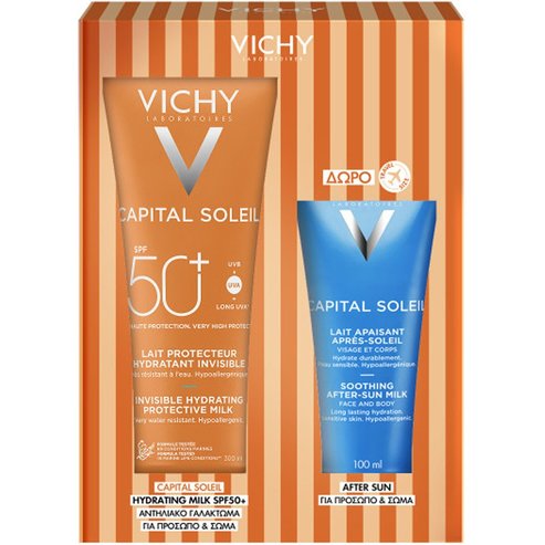 Vichy Promo Capital Soleil Invisible Hydrating Protective Milk Spf50+, 300ml & Подарък After Sun 100ml