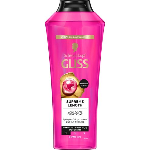 Schwarzkopf Gliss Supreme Length Shampoo Нежен шампоан за чуплива дълга коса с мазни корени 400ml