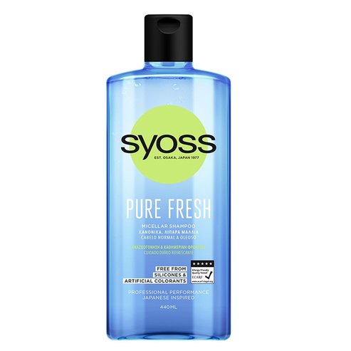 Syoss Shampoo Pure Fresh Професионален шампоан за подмладяване, свежест и ежедневна грижа в нормална, мазна коса 440ml