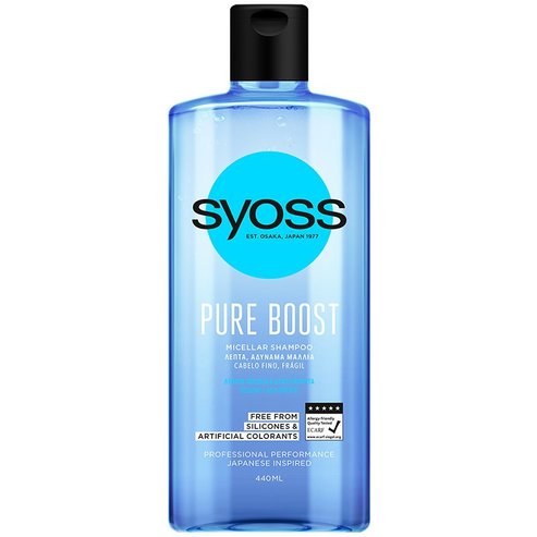 Syoss Micellar Shampoo Pure Boost Професионален шампоан, жизненост и движение в чиста и фина коса 440ml
