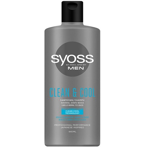 Syoss Shampoo Men Clean & Cool Професионален шампоан за мъже, оставя усещане за свежест в нормална до мазна коса 440ml