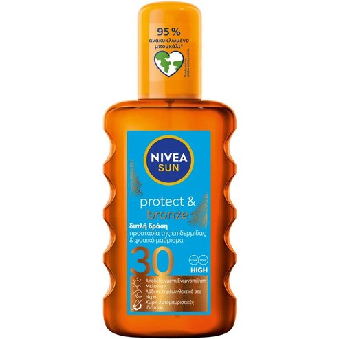 Nivea Sun Protect & Bronze Oil Spf30 Spray Activates Natural Tan 200ml