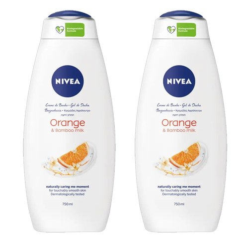 Nivea PROMO PACK Orange & Bamboo Milk Shower Cream 2x750ml 1+1 ПОДАРЪК