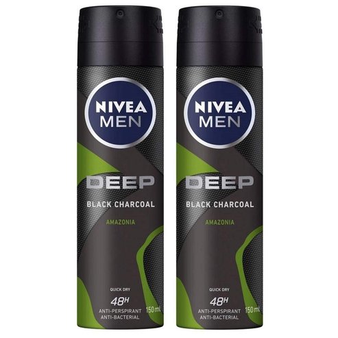 Nivea Men PROMO PACK Deep Black Carbon Amazonia 48h Deodorant Anti-Perspirant Spray 2x150ml 1+1 подарък