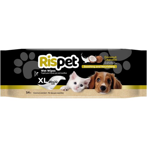 Rispet XL Wet Wipes for Pets with Coconut & Keratin 54 бр