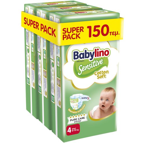 Babylino Sensitive Cotton Soft Super Pack Maxi Νο4 (8-13kg) 150 бр (3x50 бр)