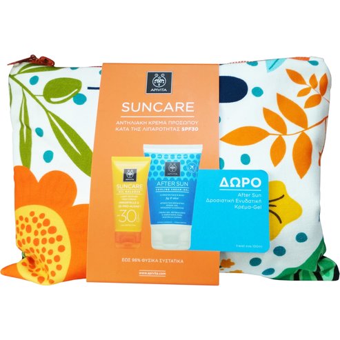 Apivita Комплект Suncare Oil Balance Light Texture Face Cream SPF30, 50ml & Подарък After Sun Cooling Cream Gel 100ml & Несесер