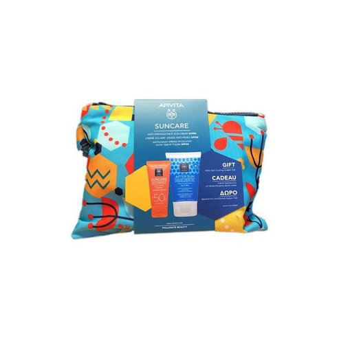 Apivita Promo set Крем за лице против бръчки Suncare SPF50, 50ml & Подаръчен крем за охлаждане след слънце 100ml & Nesser