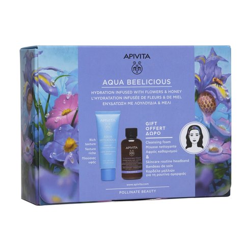 Пакет за оферта Apivita Aqua Beelicius Cream Rich Texture 40ml & Подаръчна почистваща пяна за лице и очи 75ml & Грижа за кожата
