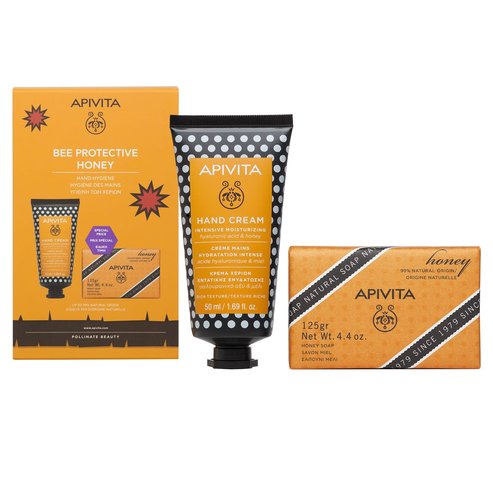 Apivita Happy Hands & Merry Kisses Меден крем за ръце Интензивно овлажняващ 50ml & Грижа за устни Балсам за устни Прополис 4.4g