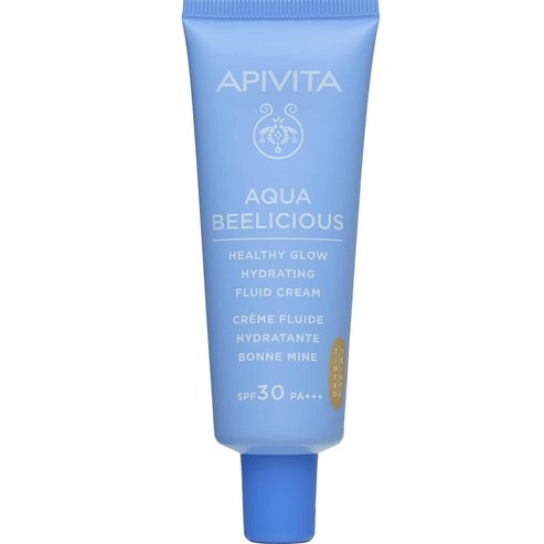 Apivita Aqua Beelicious Healthy Glow Hydrating Fluid Cream Spf30 Tinted 30ml