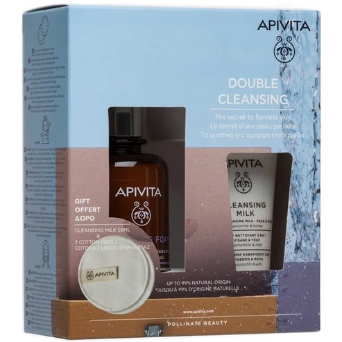 Apivita Promo Cleansing Foam Face & Eyes 200ml & Подарък Cleansing Milk 3 in 1 Face & Eyes 50ml & Cotton Pads 2 бр
