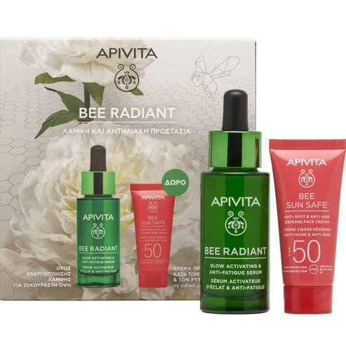 Apivita Promo Bee Radiant Glow Activating & Anti-Fatigue Serum 30ml & Подарък Bee Sun Safe Anti-Spot & Anti-Age Defence Face Cream Spf50, 15ml