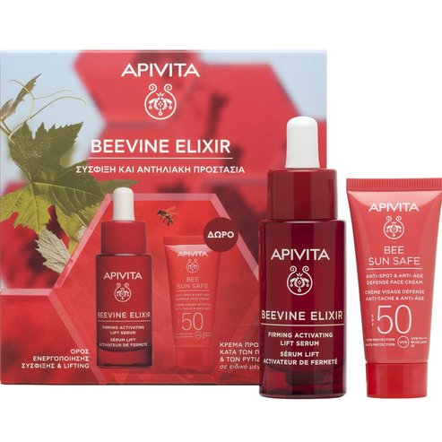 Apivita Promo Beevine Elixir Firming Activating Lift Serum 30ml & Подарък Bee Sun Safe Anti-Spot & Anti-Age Defence Face Cream Spf50, 15ml