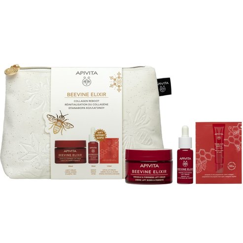 Apivita Promo Beevine Elixir Wrinkle & Firmness Lift Cream Light Texture 50ml & Подарък Firming Activating Lift Serum 10ml & Wrinkle Lift Eye & Lip Cream 1,5ml & Подарък торбичка 1 бр