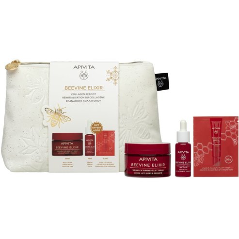 Apivita Promo Beevine Elixir Wrinkle & Firmness Lift Cream Rich Texture 10ml & Подарък Firming Activating Lift Serum 10ml & Wrinkle Lift Eye & Lip Cream 1,5ml & Подарък торбичка 1 бр