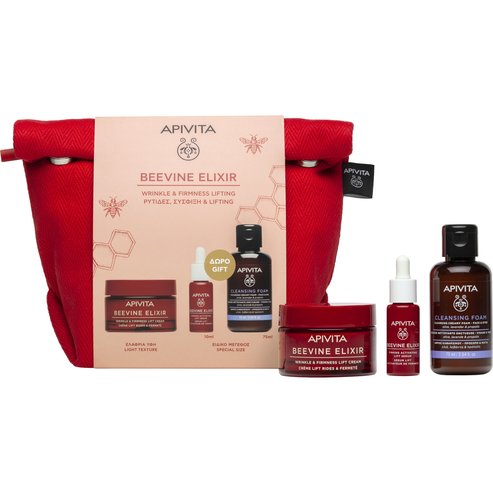 Apivita Promo Beevine Elixir Wrinkle & Firmness Lift Light Texture Cream 50ml & Подарък Firming Activating Lift Serum 10ml & Подарък Cleansing Creamy Foam for Face & Eyes 75ml & Подарък торбичка 1 бр