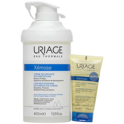 Uriage Xemose Lipid-Replenishing Anti-Irritation Cream 400ml & Подарък Xemose Cleansing Soothing Oil 50ml