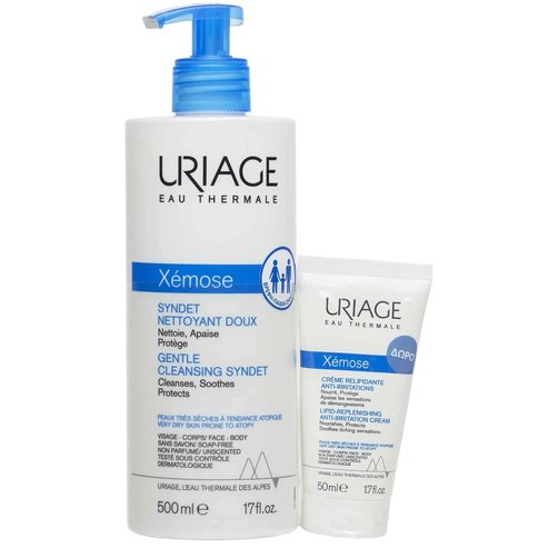 Uriage Eau Thermale Promo Xemose Gentle Cleansing Sydnet 500ml & Подарък Xemose Lipid-Replenishing Anti-Irritation Cream 50ml