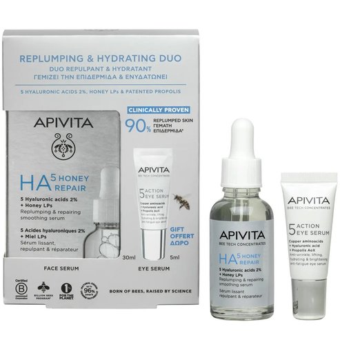 Apivita Promo Bee Tech Concentrates HA5 Honey Repair Serum 30ml & Подарък 5-Action Eye Serum With White Lily 5ml