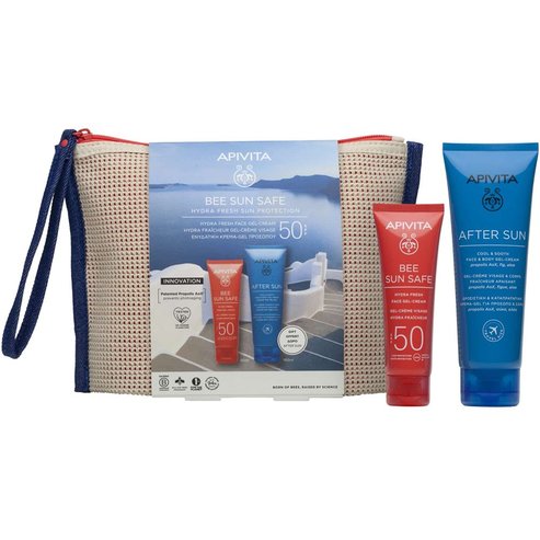 Apivita Promo Bee Sun Safe Hydra Fresh Face-Cream Spf50, Light Texture 50ml & Подарък After Sun Cool & Sooth Face & Body Gel-Cream Travel Size 100ml & Подарък торбичка 1 бр