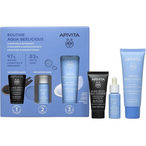 Apivita Promo Aqua Beelicious Oil-Free Hydrating Gel-Cream 40ml & Подарък Refreshing Hydrating Face Booster 10ml & Подарък Black Detox Cleansing Jelly 15ml