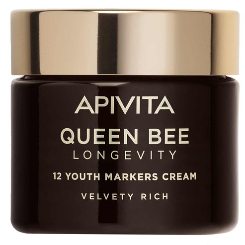 Apivita Queen Bee Longevity 12 Youth Markers Velvety Rich Cream Анти-ейдж крем за лице с богата, кадифена текстура за действие върху 12 показателя на младостта 50ml