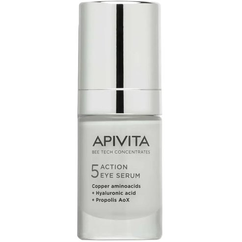 Apivita 5 Action Eye Copper Aminoacids Serum Серум за очи против бръчки, за стягане & хидратация за отпочинал & сияен поглед с медни аминокиселини, прополис & хиалуронова киселина 15ml