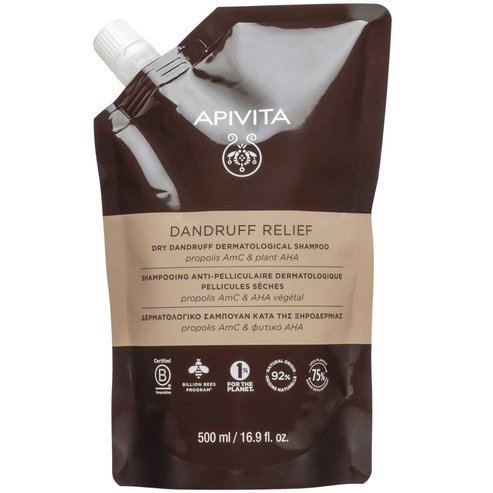 Apivita Dandruff Relief Refill Shampoo Дерматологичен шампоан против сух скалп с прополис & растителна AHA 500ml