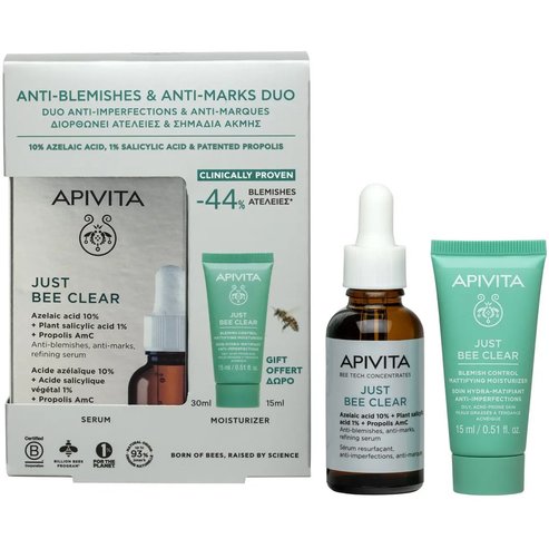 Apivita Promo Bee Tech Concentrates Just Bee Clear Serum 30ml & Подарък Blemish Control Mattifying Moisturizer 15ml