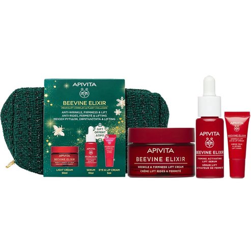 Apivita Promo Beevine Elixir Wrinkle & Firmness Lift Cream Light Texture 50ml & & Подарък Firming Activating Lift Serum 10ml & Подарък Wrinkle Lift Eye & Lip Cream 5ml & Несесер 1 брой