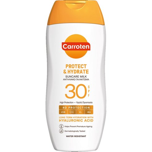 Carroten Protect & Hydrate Spf30 Suncare Milk Хидратиращ слънцезащитен лосион с висока защита и хиалуронова киселина 200ml
