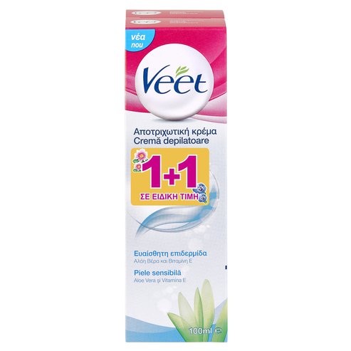 Veet Silk & Fresh Депилиращ крем за чувствителна кожа с алое вера и витамин Е 2x100ml на специална цена