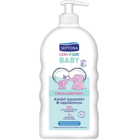 Septona Calm n\' Care Hypoallergenic Baby Shampoo & Shower Gel Бебешки нежен шампоан душ гел с формула, която минимизира риска от алергии, с помпа 500ml