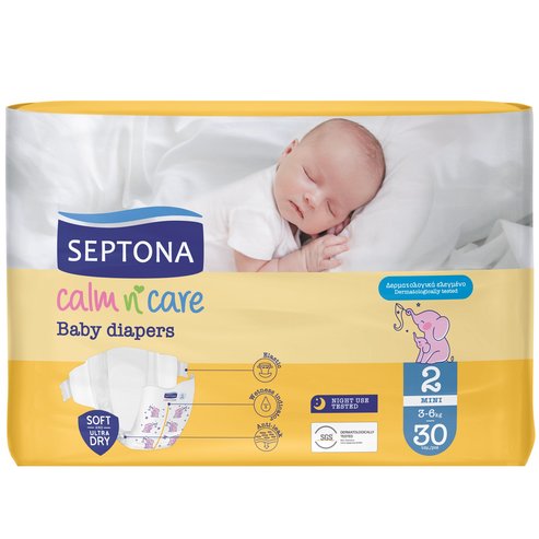 Septona Calm n\' Care Baby Diapers Mini No2 (3-6kg) 30 бр