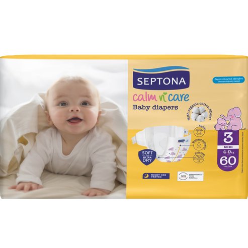 Septona Calm n\' Care Baby Diapers Midi No3 (4-9kg) 60 бр